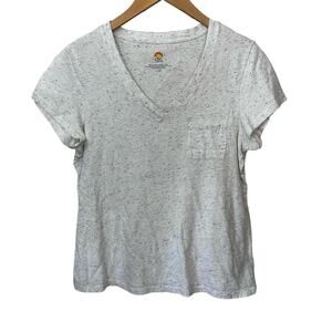 C&C California Women's T-Shirt White Speckled Short Sleeve Top Womens Slub Large
